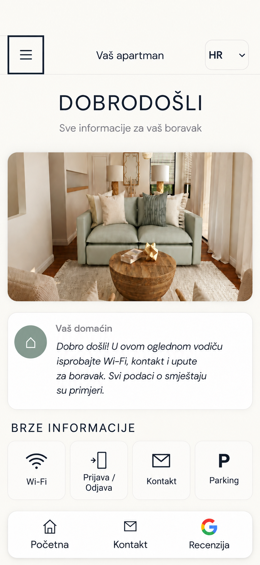 Stvarni prikaz Velqia Digital Welcome Booka na iPhoneu